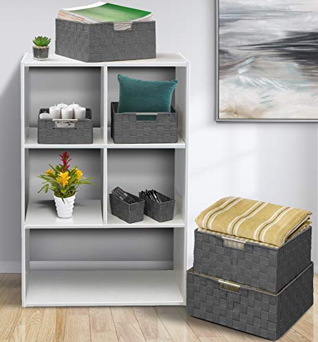 Sorbus Storage Baskets for Organizing (Set of 7), Mesh Hand-Woven Design, Linen Closet Organizers and Storage, Organizer Storage Baskets for Shelves, Variety Pack Organizers and Storage (Grey) - color: 7 Piece - Grey