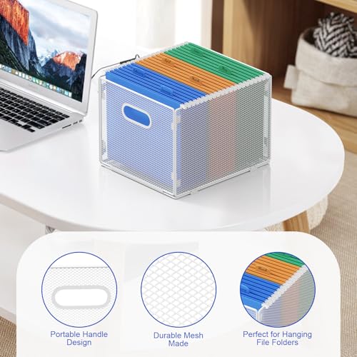 Samstar Hanging File Organizer, Mesh File Folder Organizer Crate Cabinet Inserts Storage Box, Letter Size,White - size: 1 Pack White