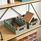 Set of 2 Toilet Paper Storage, Handwoven Small Scalloped Basket with Built-in Handles, Wicker Basket for Home, Living Room(Green) - color: Green