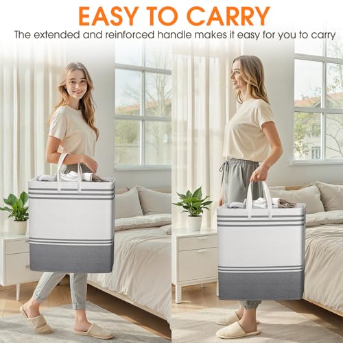 4 Pack Large Laundry Baskets, Laundry Hampers, Freestanding Waterproof Collapsible Clothes Bag with Extended & Reinforced Handles - Clothes Basket for Dorm, Bathroom, Home (100L) - size: 4 x 100L