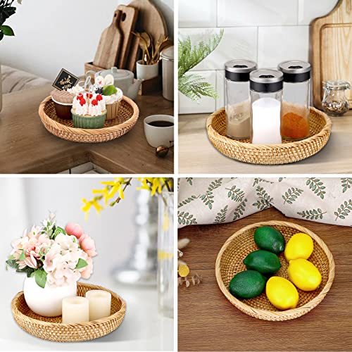 Hipiwe Small Round Keys Basket Bowl for Entryway 8.6" Hand-woven Wicker Storage Basket Rattan Decorative Basket Fruit Candy Cake Food Serving Baskets Tray for Keys, Wallet, Cell Phone - color: Natural Color, size: Small, 8.6"