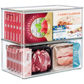 Heyuzb 2 Pack Clear Freezer Organizer Bins Stackable Storage Bins with Side Handles for Kitchen Pantry Cabinet Organzation and Storage - size: 2 PACK