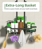 Shower Caddy Hanging Organizer, Extra Large Rack Over Showerhead with Hooks, Adjustable Height Shower Caddy for Big Shampoo Bottle, Black - color: Black - 2 Tier - XL