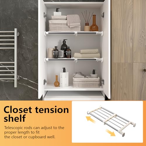 BAOYOUNI Tension Shelf Expandable Clothes Closet Organizer Rack Adjustable DIY Wardrobe Dividers Separator Ivory, 15.75-23.62 Inches - size: (15.75-23.62) IN