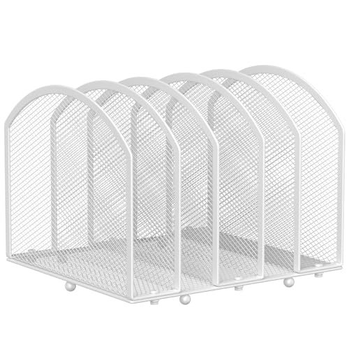 MINDEPOT Desk File Organizer 5 Sections Desktop Organizer File Sorter Office Organization File Folder Holder for Office School & Classroom (White, 5 Section - 1Pack) - color: White, size: 5 Section - 1Pack