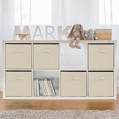 11x11 Storage Bins, Set of 3 Storage Cubes, Collapsible Cube Storage Box, Fabric Closet Organizers with Handles for Home, Office, Closet Shelf Cabinet, Bookcase, Beige - color: Beige, size: 3 Pack