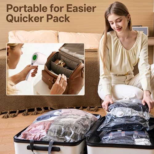 Vacuum Storage Bag with Rechargeable Cordless Pump, 18 Pack Vacuum Seal Space Saver Bags for Clothing Clothes Travel Home - size: 18 Bags with Cordless Pump