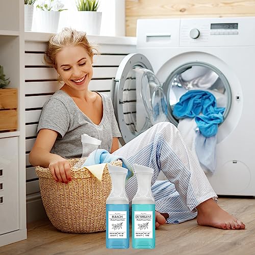 Laundry Detergent Dispenser Bottle 53oz with Label,4 Pack Liquid Laundry Dispenser,Plastic Detergent Dispenser for Laundry Room Organization and Storage,White Lid - color: White Lid