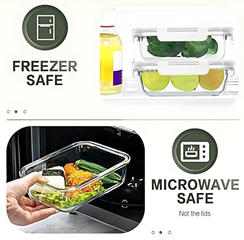 KOMUEE 30 Pieces Glass Food Storage Containers Set, Glass Meal Prep Containers Set with Snap Locking Lids, Airtight Glass lunch Containers, Microwave, Oven, Freezer & Dishwasher,White - color: White