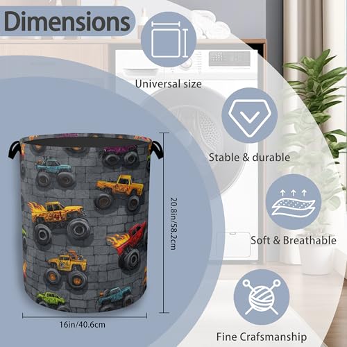 Funny Cars Laundry Basket,Foldable Oxford Cloth Tote Bag Laundry Hamper Clothes Storage Bucket Organizer for Bedroom Laundry Storage Dormitories 16" x 20.8" - color: Funny Cars