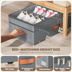 Dayacoco Under Bed Storage with Wheels, 2Pack 71L Under the Bed Storage Containers, Adjustable Underbed Drawer with Lids, Underbed storage Rolling Bin for Shoes, Clothes, Blankets, Grey - size: 8.5-11.5 inch height-grey
