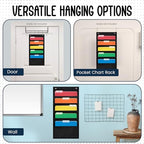 Essex Wares - 5 Pocket File Pocket Chart, Black, 14" Wide x 24" Tall - Versatile Wall Hanging File Folder Organizer for Classroom, Office, Home, and More - Wall Folder Organizer - 5 Pockets - size: 5 Pocket