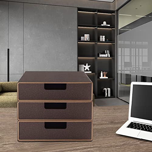 PU Leather Stackable Organizer Drawer, Executive Office Supplies Desktop Filing A4 File Cabinet/Holder for Jewelry/Bill/Paper/Documents/Makeup Home Decor Stationery Storage Box, Coffee - color: Coffee