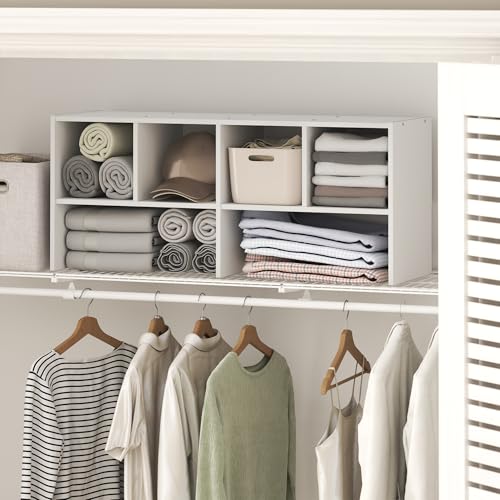 Furinno FANO Closet Organizers and Storage, 6-Cube Multipurpose Top Shelf Closet Shelf, Stackable Closet Organization Shelves, 11.7 x 36 x 15.4, for Bedroom, Closet, Laundry Room, White - color: White, size: 6-Cube, Top Shelf