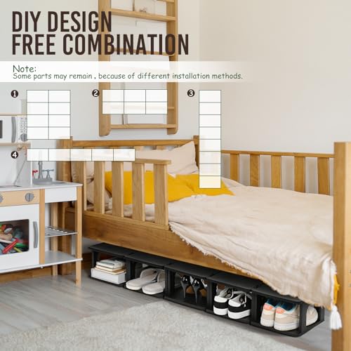 TRZZ 10-Tier Small Shoe Rack, Vertical Narrow Stackable Organizer with Removable Partition, Efficient Shoe Storage for Closet, Entryway, and Small Spaces (Black) - color: Black, size: 10-Tier-9.5"L