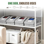 Hat Organizer for Baseball Caps, 4 Pack Stackable Hat Storage Boxes with Clear Window, Holds up to 56 Caps, Foldable Hat Organizer for Closet & Shelf, Grey