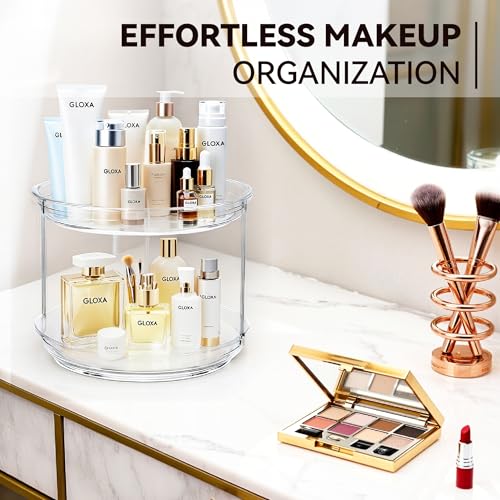 2 Tier Lazy Susan Turntable Organizer 9.25'' Rotating Spice Rack Organization, 1 Pack - size: 1 PACK Transparent