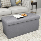 43 inch Storage Ottoman Bench, 30 inch Folding Storage Bench Ottoman, for Bedroom, Living Room, and Utility Room, Grey - size: 30"D x 43"W x 15"H