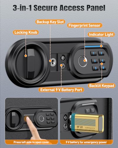 Uniclife 71 Position Key Box, Wall Mount Key Lock Box with Code and Key Lock, Fingerprint Key Cabinet with Anti-Theft Key Drop Slot & Keypad, Keys Safe for Office Hotel & Company - style: Fingerprint Lock
