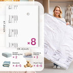 TAILI 8 Pack Vacuum Storage Bags, XXL Jumbo (47x39 Inch), Vacuum Sealed Bags for Comforter and Blankets, Bedding, Clothing, Giant Space Saver Bags for Huge Stuffed Toy - size: 8 XXL