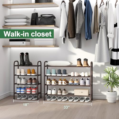 kiplant Metal Shoe Rack, Expandable Metal Shoe Rack for Closet, Entryway & Hallway (Brown, 4-Tier_Long) - color: Brown, size: 4-Tier_Long