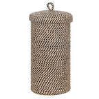 ZOES HOMEWARE Jute Toilet Paper Storage Basket with Lid,Bathroom Toilet Paper Holder Stand for 3 Mega Rolls,Tissue Holder for Bathroom with Removable Waterproof Insert, 7"x7"x13.5"