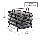 Mind Reader 4-Tier Paper Tray, Desktop Organizer, File Storage, Office, Metal Mesh, 12" L x 13.75" W x 12.5" H, Pack of 2, Black - style: 4-Tier