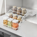 3-Tier Pull Down Spice Rack Organizer for Inside Cabinet Expandable Display Riser Shelf Seasoning Shelf (10.8IN/White) - size: 27.5 cm/10.8 in/White