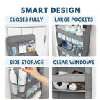 Over The Door Organizer Hanging with 5 Large & 6 Side Pockets 5 Tier Behind Door Storage 50 lbs for Closet, Nursery, Bathroom Door Organizer, 1 Pack, Grey