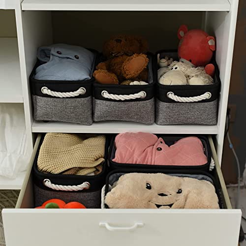 TheWarmHome Storage Basket for Organizing - 12x8x5.2 inch 1 Pack Fabric Storage Cubes, Baskets for Gifts Empty for Closet Organizer Dog Gift Cloth Toy (Grey & Black) - color: Black&Grey, size: Small -11.8Lx7.9Wx5.2H