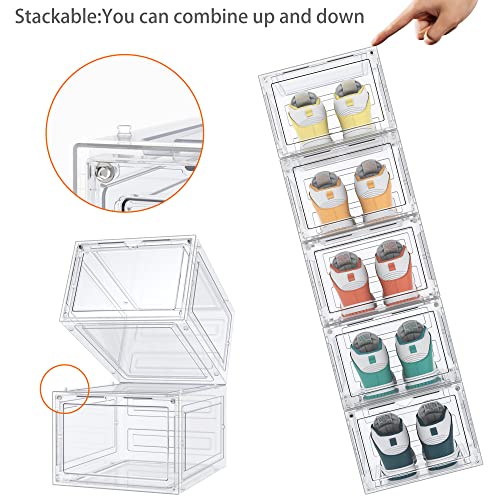 HOMIDEC Shoe Storage, 6 Pack Shoe Organizer Clear Hard Plastic Shoe Box, Shoe Boxes Clear Plastic Stackable, Shoe Boxes with Lids for Size 13, Transparent - color: Transparent, size: 6