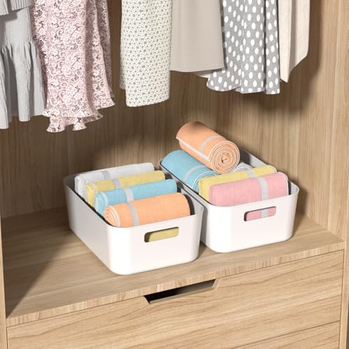 12 Packs Pantry Organizer Bins, Plastic Cupboard Organization Box, White