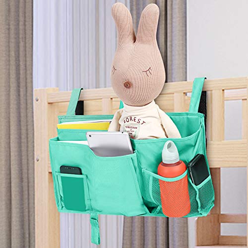Bunk Bed Organizer - Bedside Storage Caddy with Pocket, Hanging Organizer for Camp, Dorm, Room, Hospital Bed Rail and More (Light Blue) - color: Green