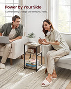 VASAGLE Side Table with Charging Station, 3-Tier End Table with USB Ports and Outlets, Nightstand for Living Room, Bedroom, 11.8 x 13.4 x 22.8 Inches, Plug-in Series, Greige and Black - color: Greige + Black
