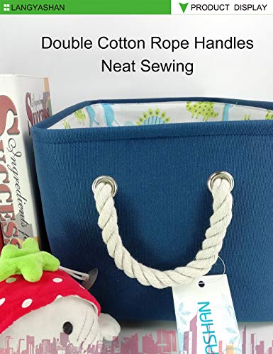 LANGYASHAN Rectangular Storage Bin Collapse Canvas Fabric Cartoon Storage Basket with Handles for Organizing Home Kitchen Boys and Girls Toys Office Closet Shelf Baskets (Navy toys) - color: Navy Toys