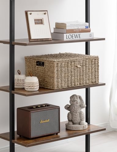 StorageWorks Seagrass Wicker Baskets for Organizing, Large Wicker Basket with Lid, Decorative Basket with Built-in Handles, Storage Baskets for Shelves, 1 Pack - color: Natural(Seagrass), size: 15"L × 11"W × 7"H