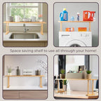 Bamboo Sink Shelf - Countertop Organizer Kitchen, Bathroom, Bedroom, Office - Space-Saving Storage for Soap, Sponges, and Cleaners by Lavish Home