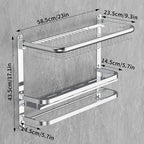 CAXIMSY Foldable 23.22 Inch Rowel Rack Wall Mounted with Bathroom Shower Shelves Stainless Steel Towel Bar Without Drilling and Screw Installation (Silvery) - color: Silvery
