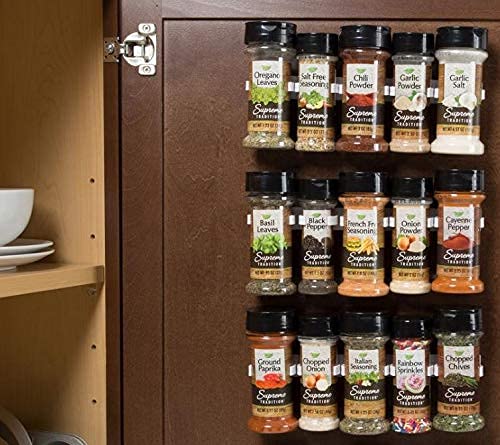 Crazy Chef Spice Clips 30 ct Spice Clips Gripper Organizer Holds 30 Spice Jars - Pantry and Inside Cabinet Organization 3M Adhesive Spice Rack