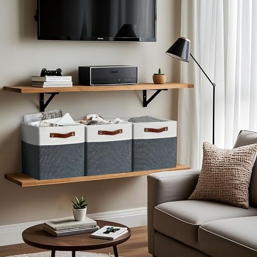 DECOMOMO Fabric Cube Storage Bins - Storage Baskets for Shelves, Cube Storage Organizer for Kallax and Cubbies (Slate Grey & White, 11 inch Cube) - 4 Pack - color: Slate Grey and White, size: Cube 11" /4pcs