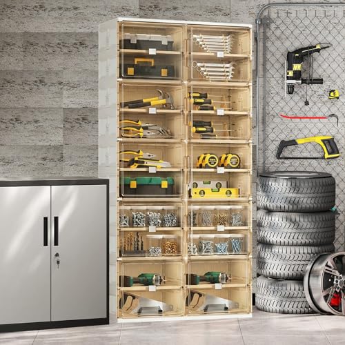 40 Pairs Shoes Storage Cabinet of 3-Step Fast Installation,Plastic Shoe Rack with Clear Magnetic Door for Display，Foldable Shoe Organizer for Entryway, Living Room, Garage (2 Row, 10 Tier) - size: 10Tier