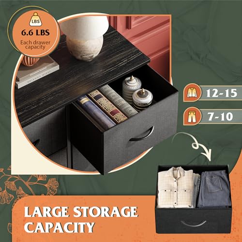 WLIVE Fabric Dresser for Bedroom, Tall Dresser with 8 Drawers, Storage Tower with Fabric Bins, Double Dressers, Chest of Drawers for Closet, Living Room, Hallway, Charcoal Black - color: Charcoal Black, style: General