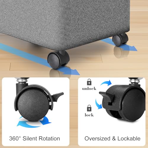 Laundry Hamper with Wheels,20 Gal (75L) Laundry Basket with lid Rolling Clothes Hamper Foldable Dirty Clothes Basket on wheels with Bamboo Frame and Bag for Bedroom, Dorm, Laundry Room-Grey - color: Grey, size: 75 L