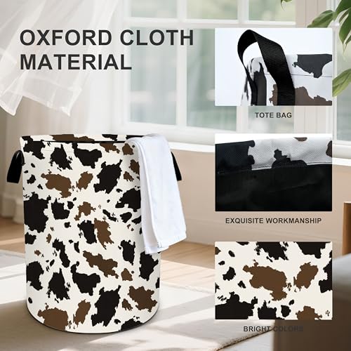 Cow Camo Laundry Basket Storage Bin Foldable Laundry Hamper Clothes Storage Bucket Organizer 19.6x15.7 Inch For Laundry Room/Bedroom/Bathroom - color: Cow Camo