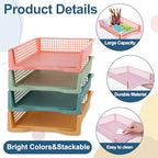 8 Pack Boho Plastic Turn in Paper Trays for Classroom Storage Bin Basket Organizers for School Teacher Supplies Classroom Office Home Organization Storage Tray Holds 4A Paper File Document