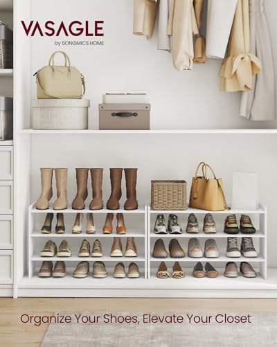 VASAGLE Shoe Rack for Closet, Stackable Shoe Organizer Shelf for Entryway, 3 Tiers, 11.7 x 32.3 x 21.3 Inches, White ULBS061WZ01S - size: 3 Tiers (32.3"W)