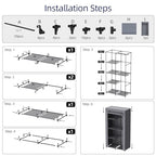 Portable Closet, Wardrobe Closet with 6 Storage Shelves and 2 Hanging Rods, Non-Woven Fabric Cover, 34.6 x 17.7 x 66.1 Inches Closet Organizer for Bedroom, Gray - size: Medium