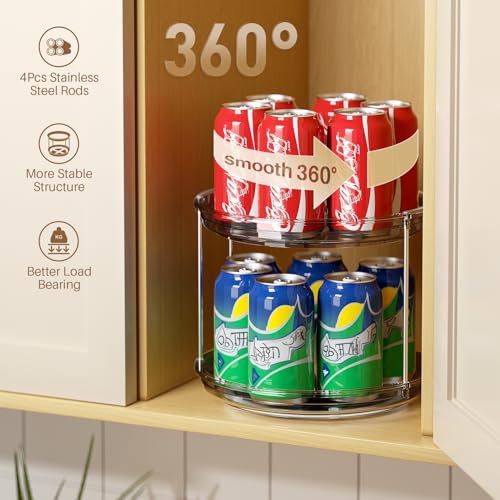 LAMU 2 Pack 2 Tier Lazy Susan Turntable Organizer 9.25'' Rotating Spice Rack Organization for Cabinet, Kitchen, Pantry, Countertop, Bathroom, Vanity, Medicine Cabinet Organizer, Grey - color: Gray, size: 9.25in 2Pack