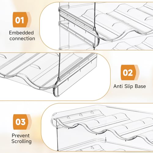 Stackable Water Bottle Organizer, SPOSPO Large Compartment Water Bottle Holder, 2 Tier Clear Water Bottle Organizer for Cabinet, Water Bottle Rack for Kitchen Organization and Storage - Hold 8 Bottles - size: 2 Pack