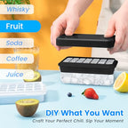 PHINOX Ice Cube Tray with Lid and Bin, 3 Pack Plastic Ice Cube Tray Molds, 84 pcs Ice Trays for freezer, Chilling Drinks, Whiskey & Cocktails, with Ice Container and Ice Scoop, BPA-Free - color: Black, size: 0.8"-3tier